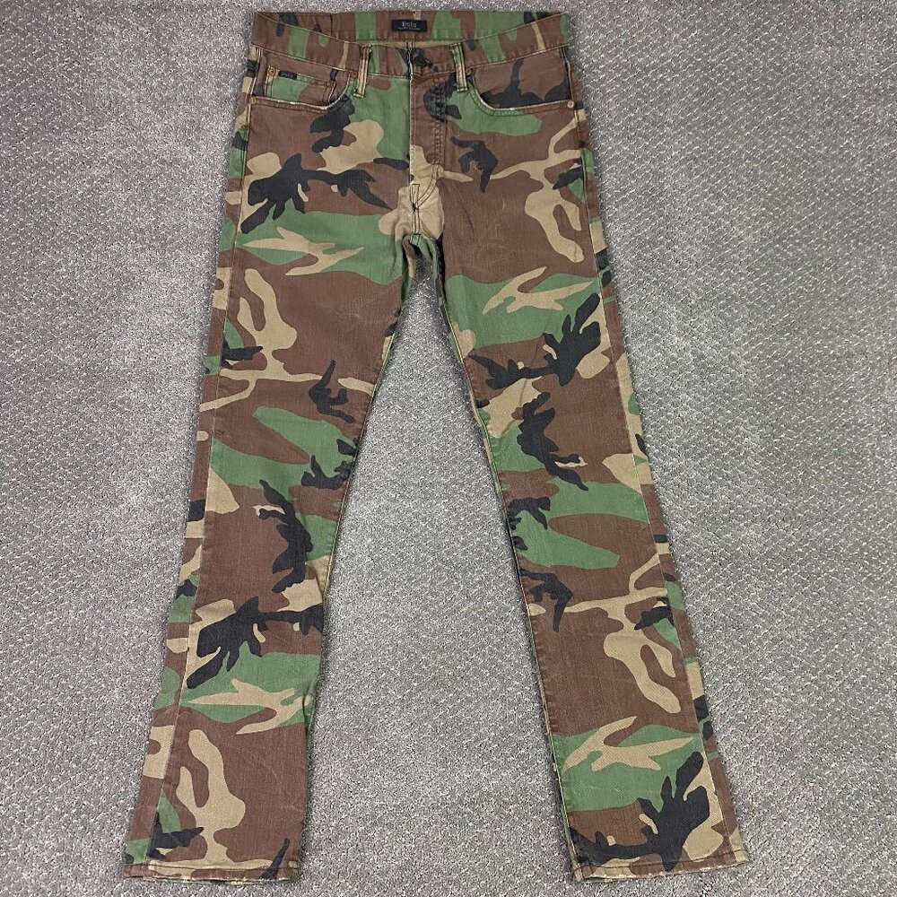 Polo Ralph Lauren Varick Slim Straight Camo Jeans Men's 32 x 34 Fits 32 x 32